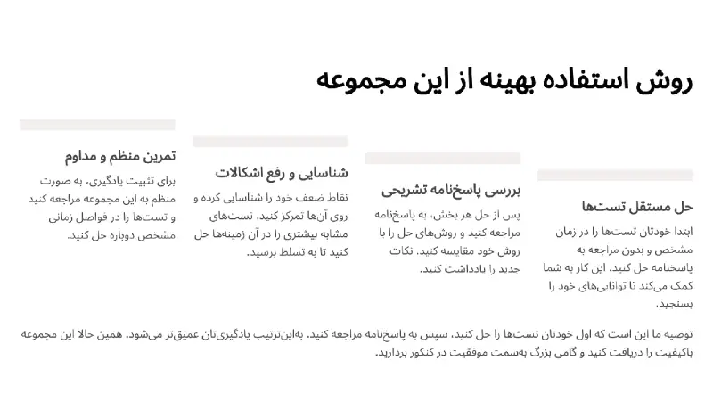 روش استفاده بهینه از این مجموعه تست معادله و نامعادله