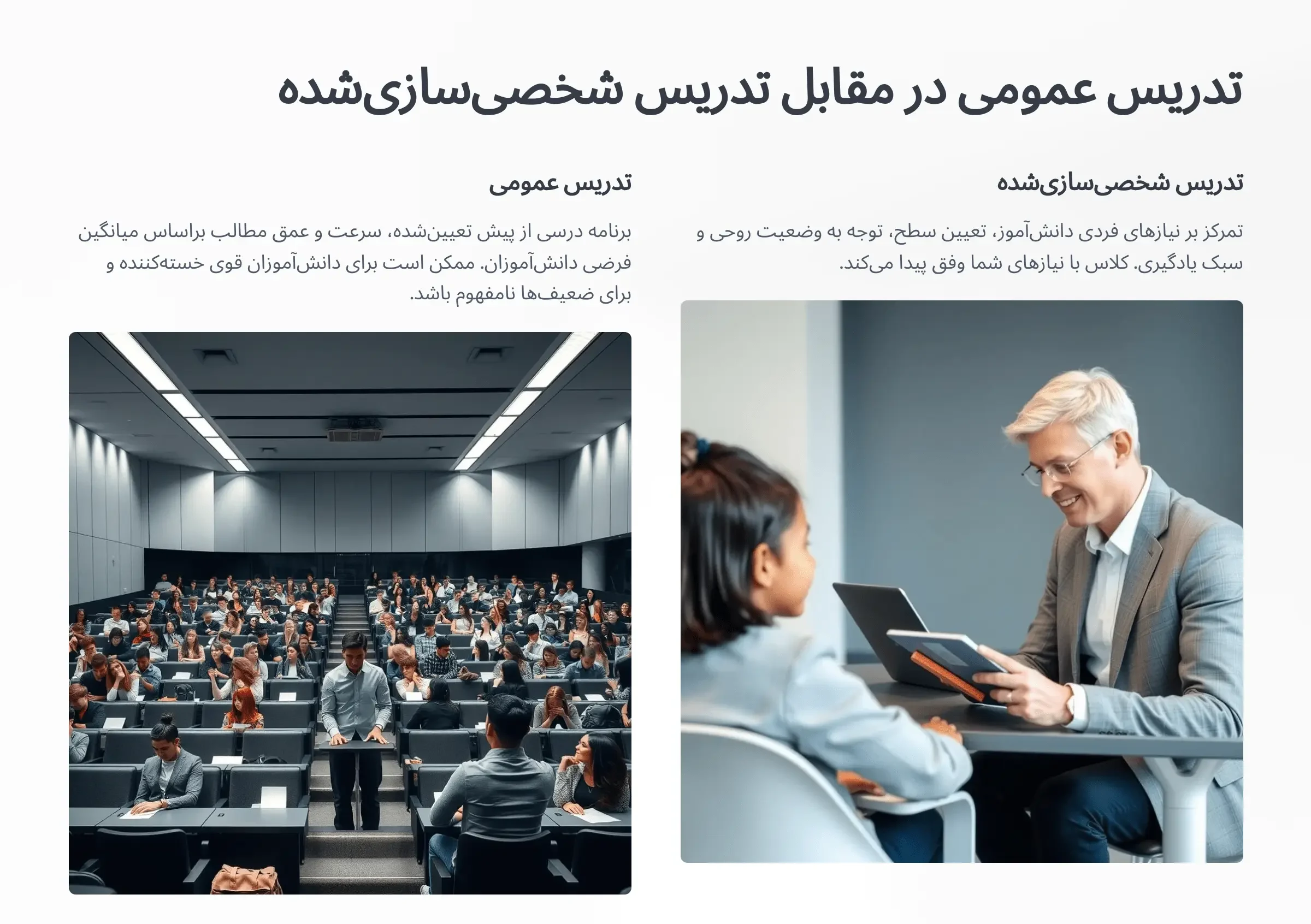 تفاوت بین تدریس عمومی و تدریس شخصیسازیشده چیست؟